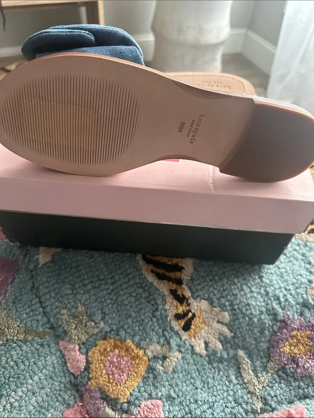kate spade SASHA Denim bow slide sandals
